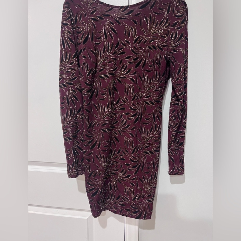 Windsor Burgundy and Black Patterned Pencil Skirt